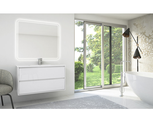 Wastafelmeubel Tessin 100 cm, glanzend wit, MDF fronten