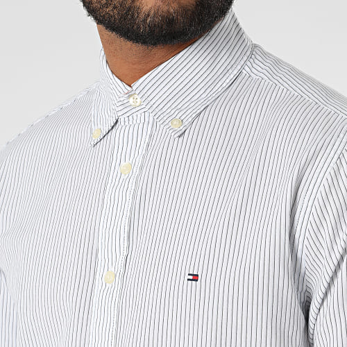 Chemise A Manches Longues Natural Soft Poplin 6863 Blanc Bleu Clair