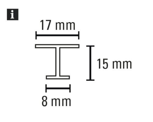 T-rail kunststof 250 cm