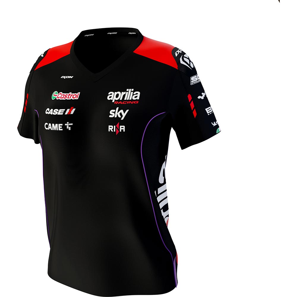 Ixon - T-shirt femme Aprilia 24 Noir / Rouge fluo / Violet