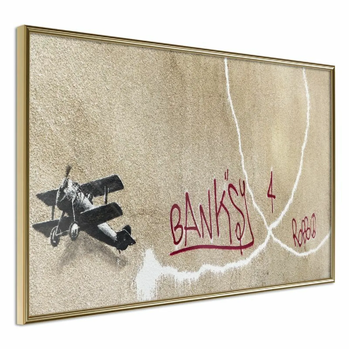 Paris Prix Affiche Encadrée Banksy Love Plane - 90x60 cm - Multicolore