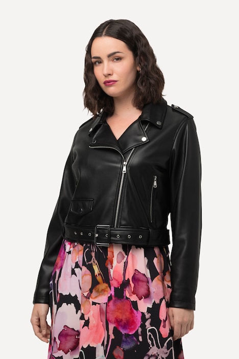 Bikerjacke, Lederoptik, Reverskragen, asymmetrisch