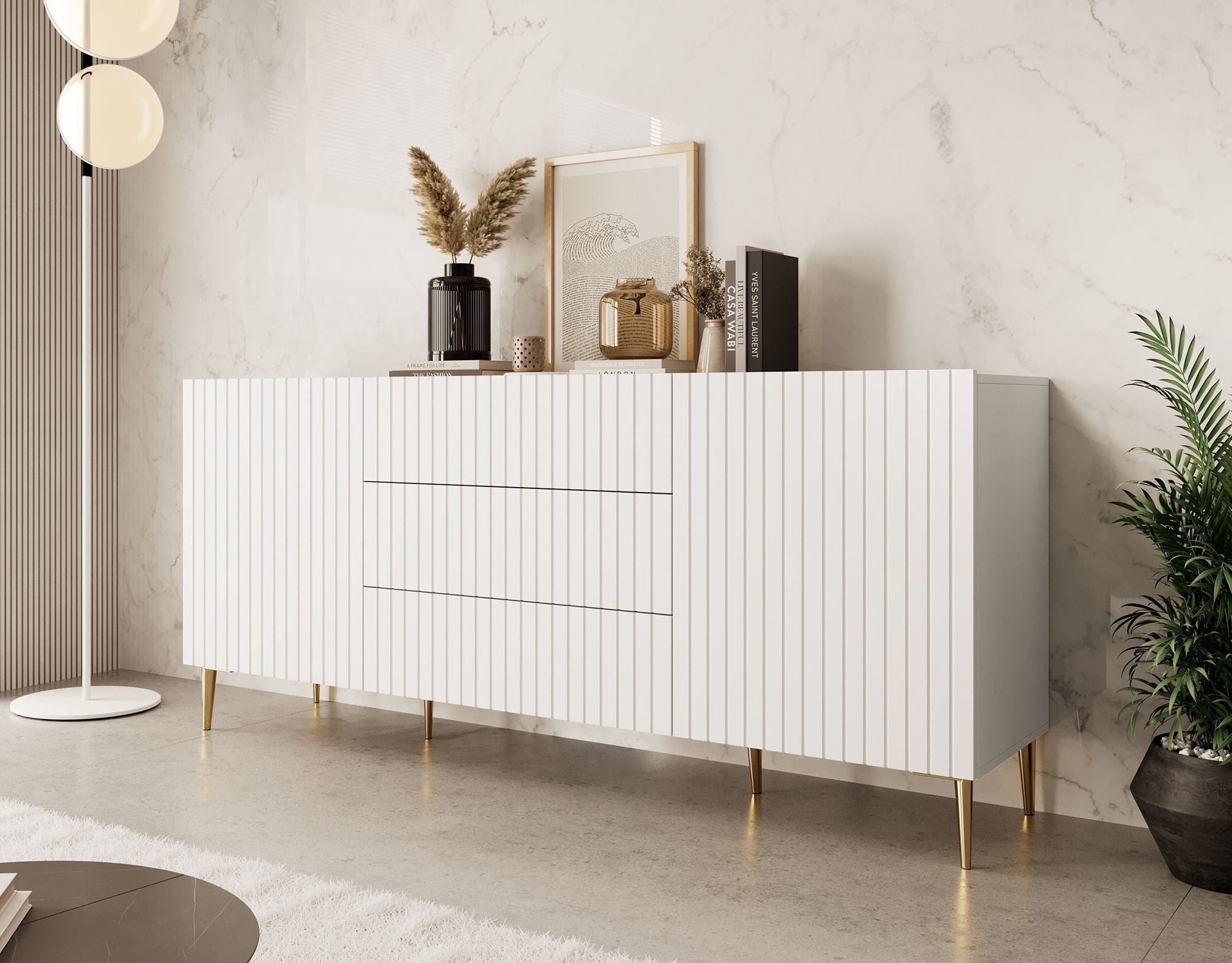 Meubella - Dressoir King - Wit - 180 cm - Met lades