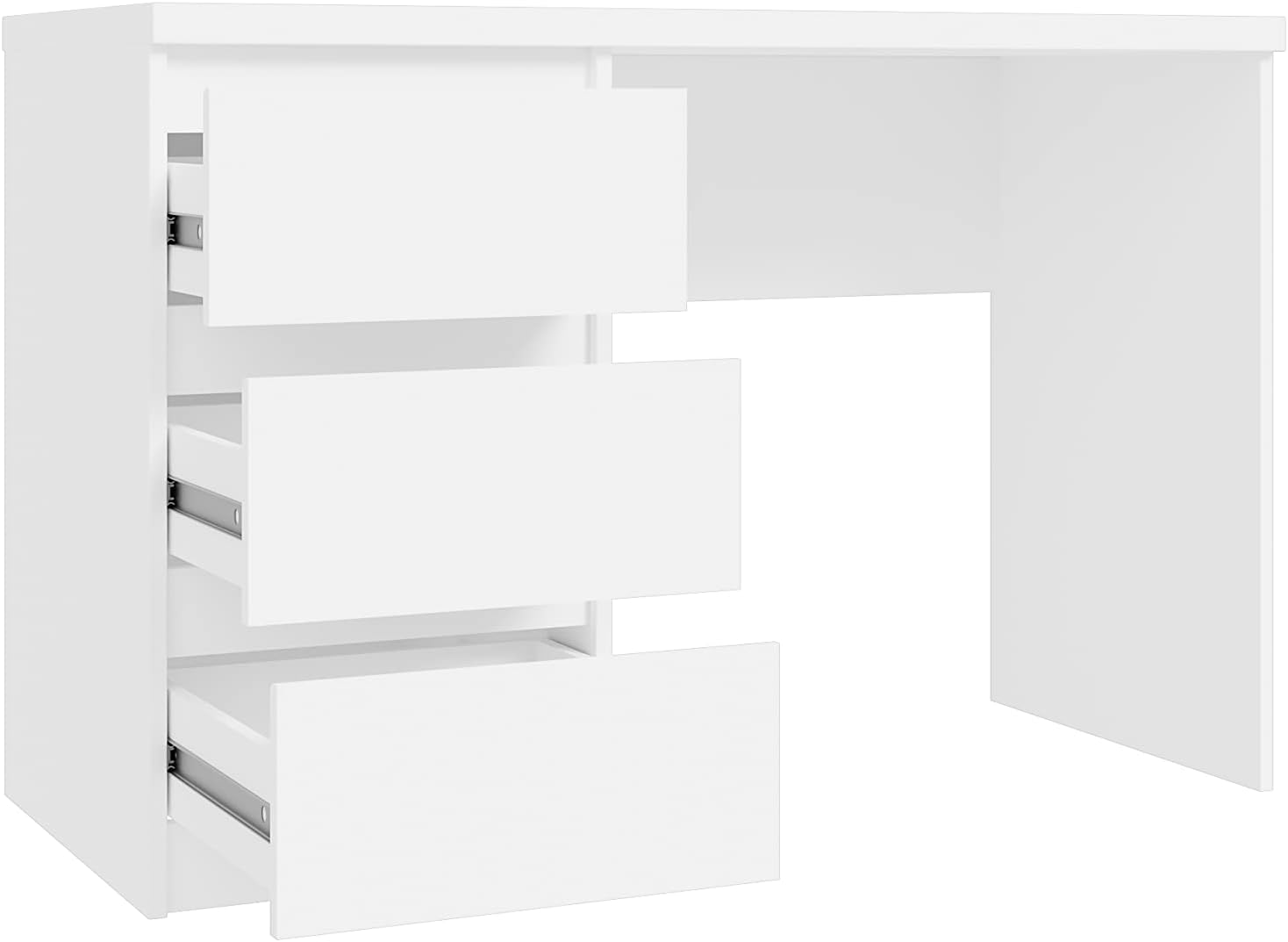 Forte Net 106 Schreibtisch mit 3 Schubladen, Holzwerkstoff, weiß matt, B x H x T: 108 x 72,5 x 50 cm