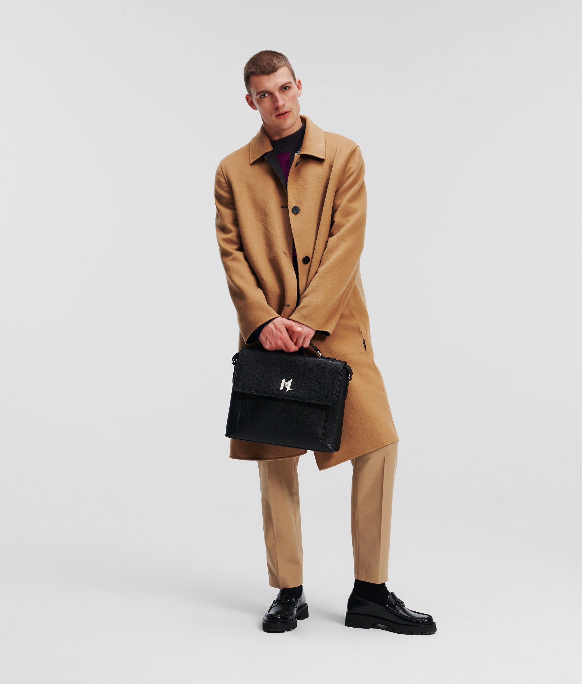 MANTEAU EN LAINE MÉLANGÉE RÉVERSIBLE