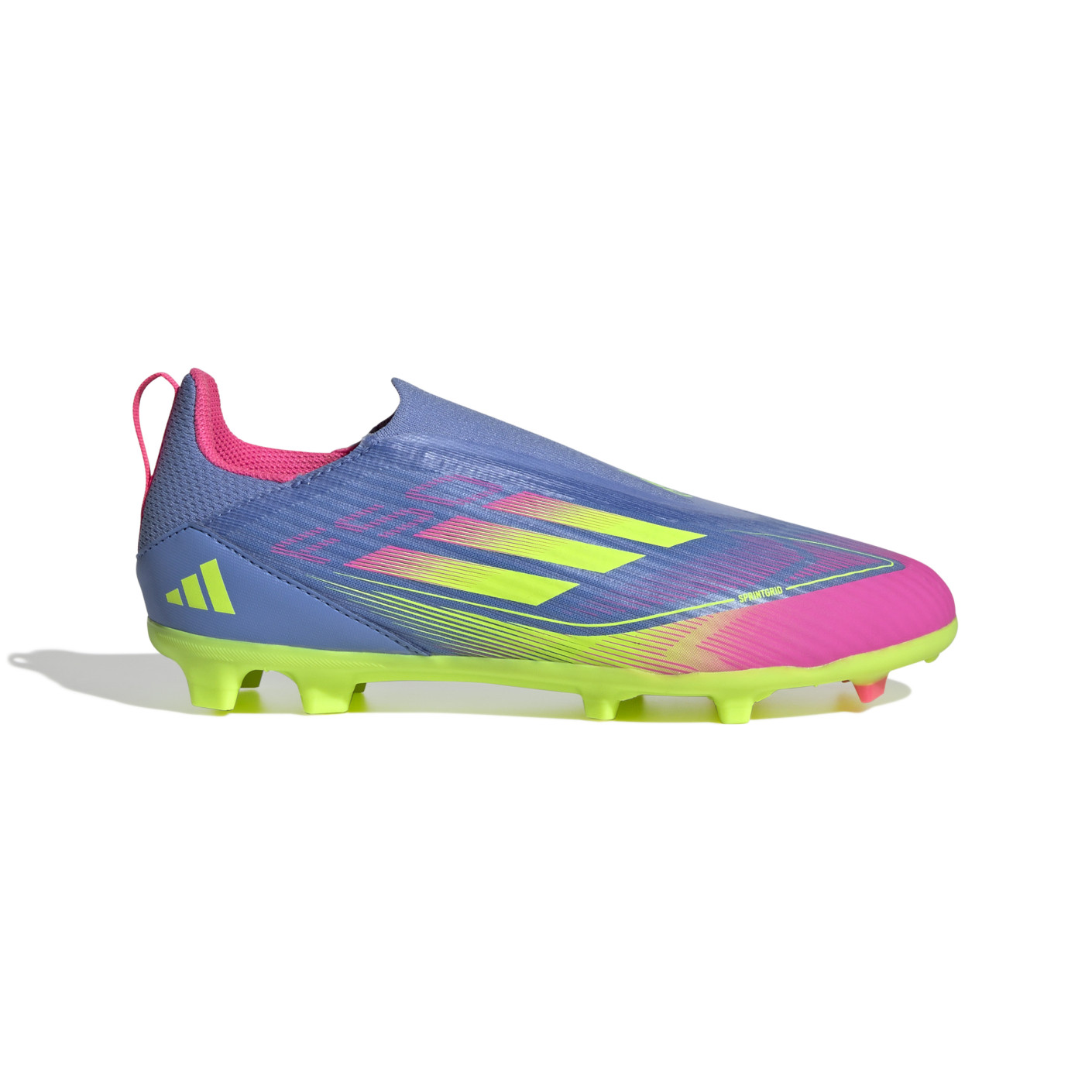 Adidas F50 League Veterloze Gras / Kunstgras Voetbalschoenen (MG) Kids Blauw Neongeel Roze