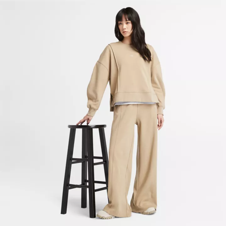 Sweat à col rond pour femme en beige