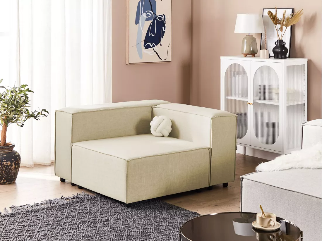Module d'angle pour canapé en lin beige APRICA