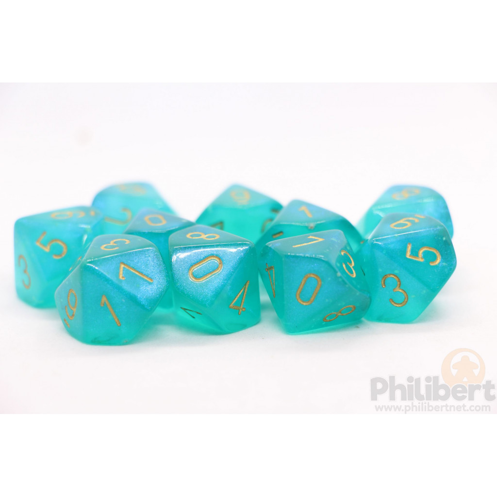 Set de 10 Dés 10 Faces Chessex : Borealis