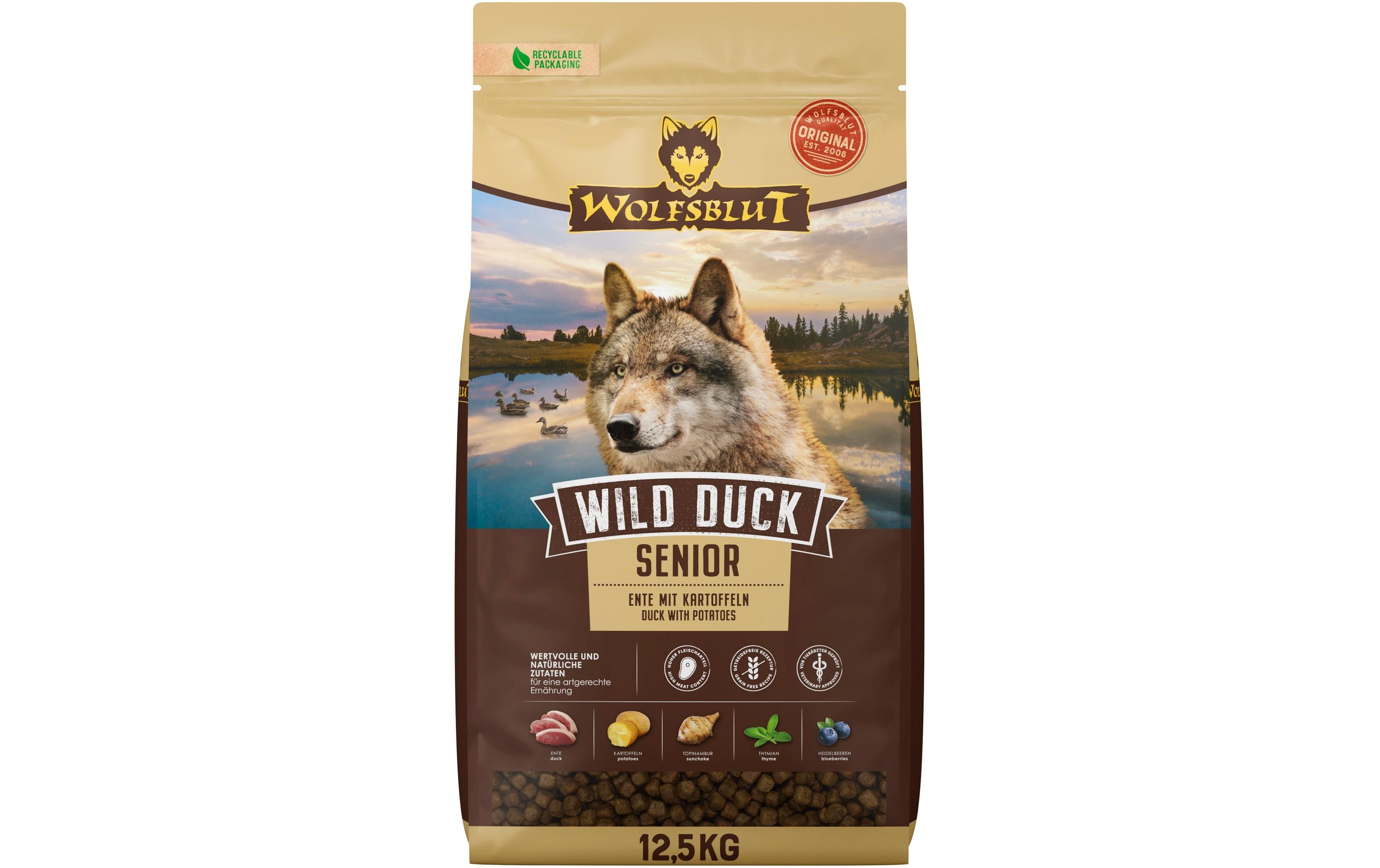 Trockenfutter Dog Wild Duck Senior, 12.5 kgMit Ente und Kartoffel, für ältere Hunde