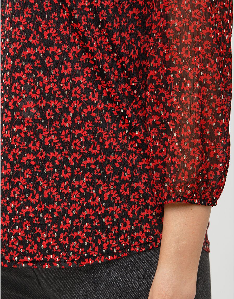 Blouse rouge voile motif