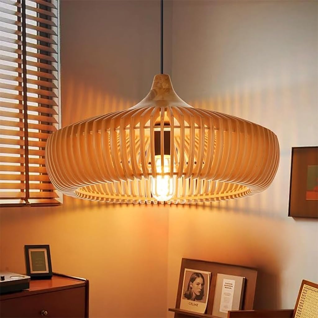 Hölzernes Kronleuchter Verstellbare Handgefertigte Boho Pendelleuchte Aus Holz Küstenrustikaler Bauernhaus-Deckenlampenschirm Vintage Esstischlampe Für Esstisch Kücheninsel Veranda