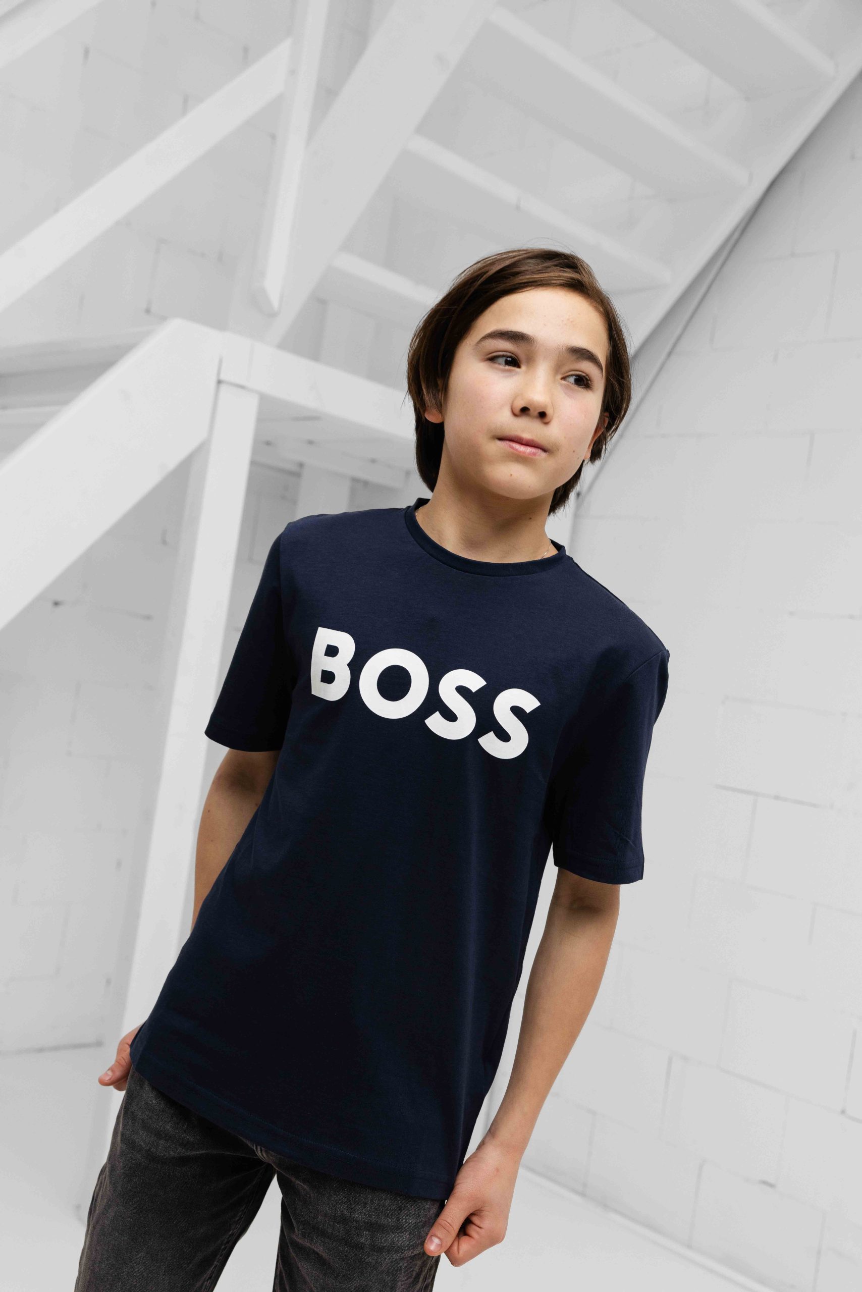 Hugo Boss Logo T-Shirt Kids Donkerblauw
