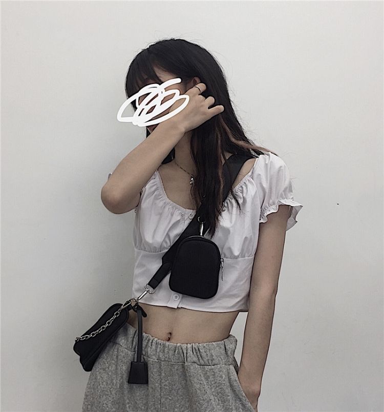 Gabbie - Crossbodytas van effen nylon met ketting