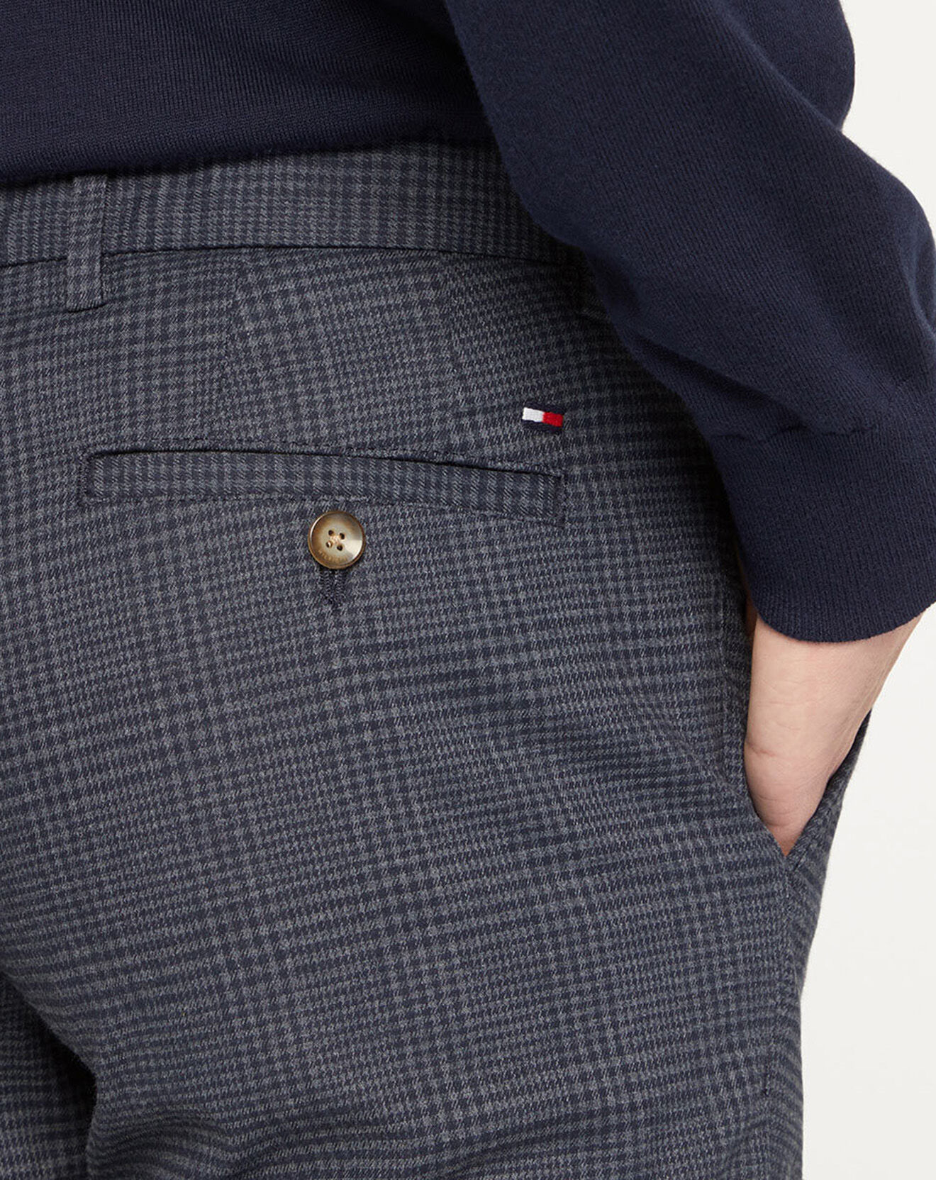 Tommy Hilfiger Pantalon droit Denton Look Check bleu foncé