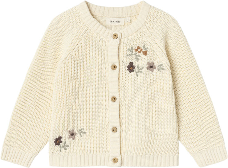 Lil' Atelier NMFEMLEN EMB LS KNIT CARD LIL Birch