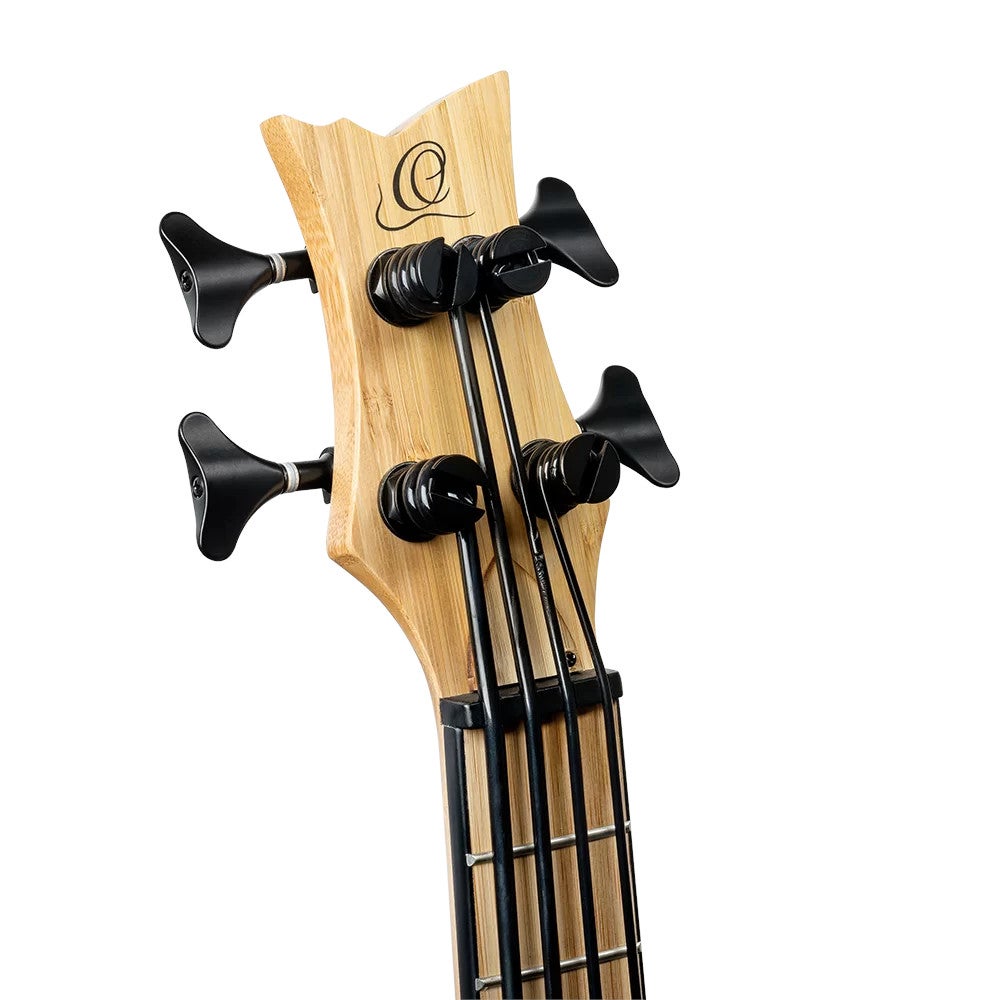 Ortega RUNAB-UB Bamboo Series Short Scale Uke Bass Natural elektrisch-akoestische bas ukelele met gigbag