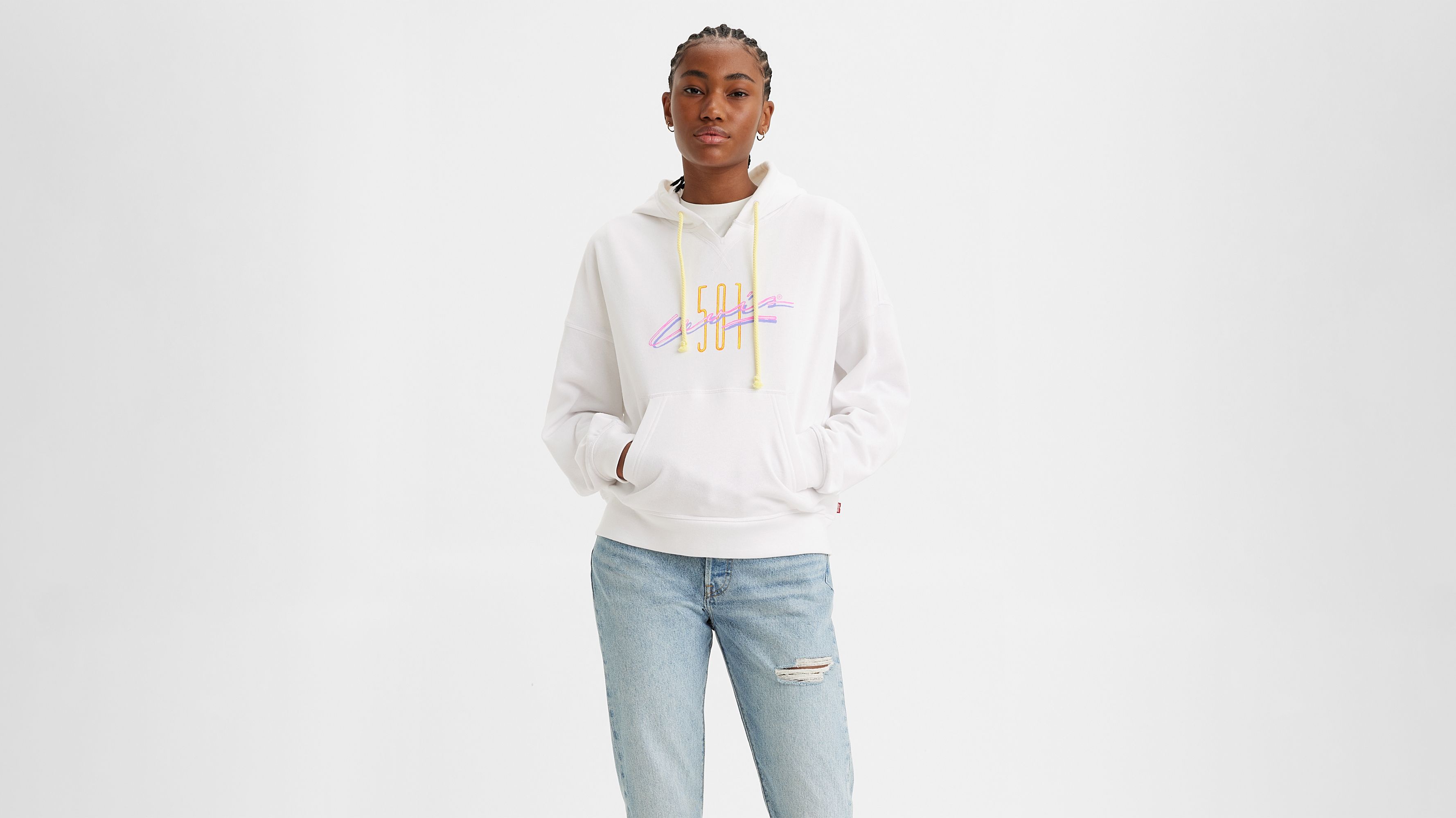 Sweat à capuche graphique authentique - California Bright White - Blanc