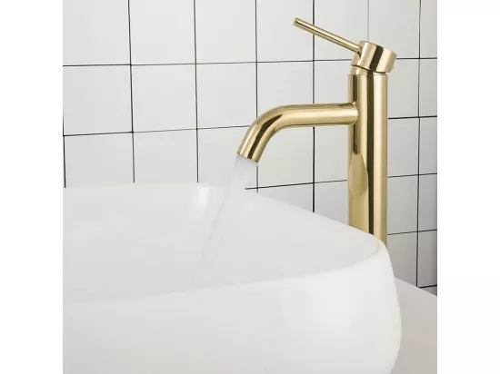 Robinet de lavabo Rea Lungo L. Gold avec aérateur de tête en céramique
