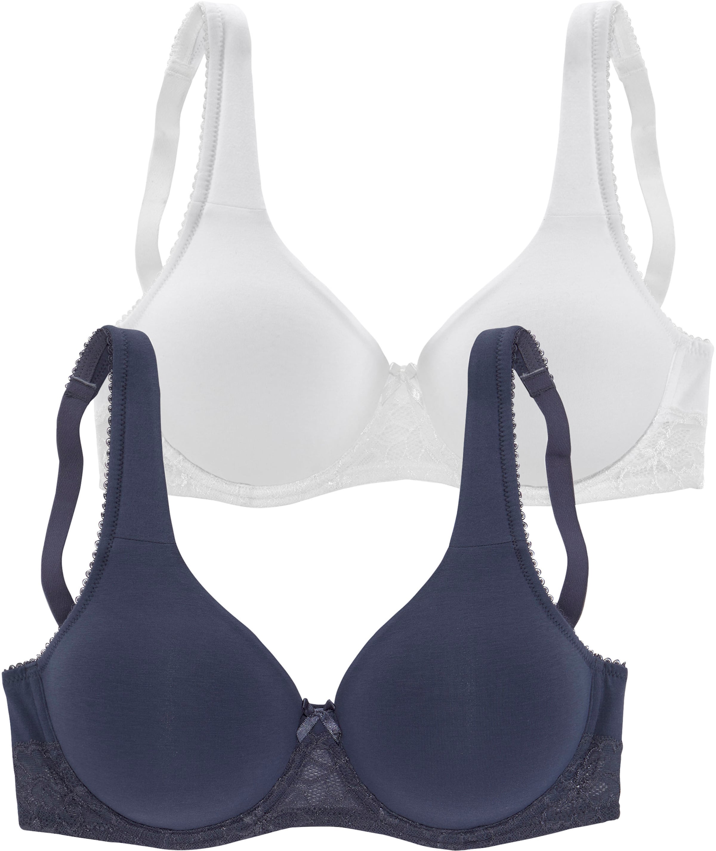 Nuance T-Shirt-BH in marine + weiß