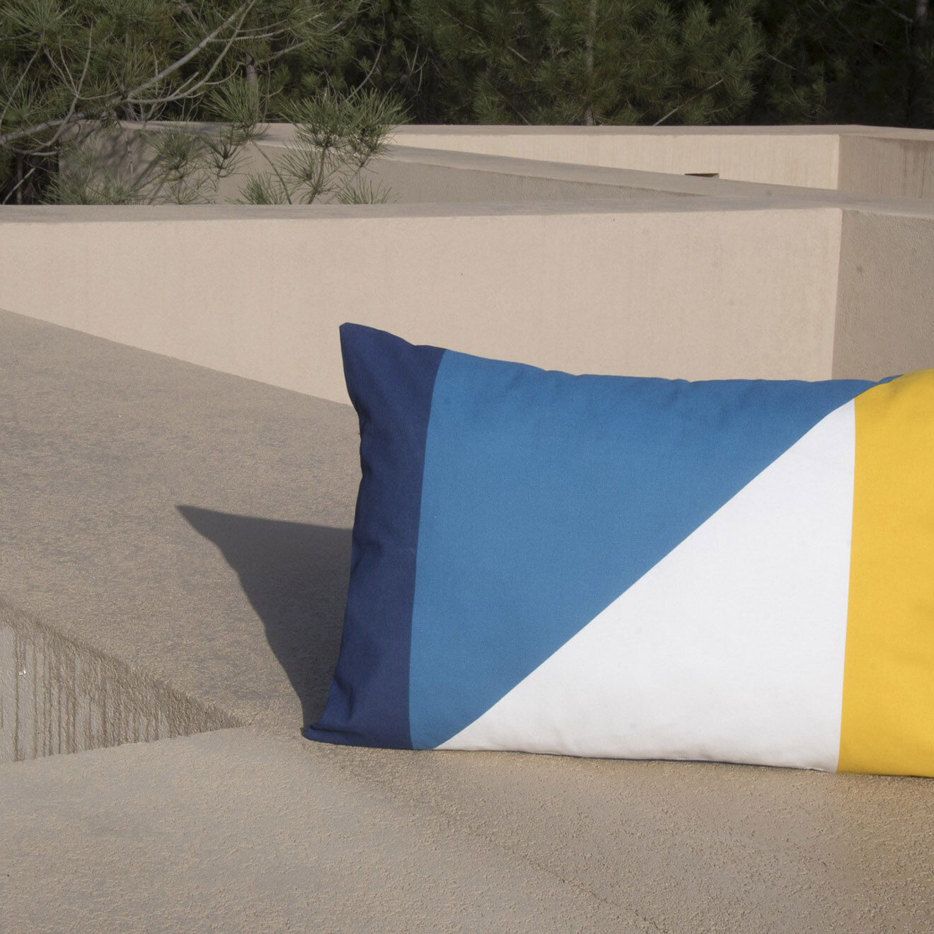 Febronie Housse de coussin d'extérieur Colorblock jaune - 60x40 cm
