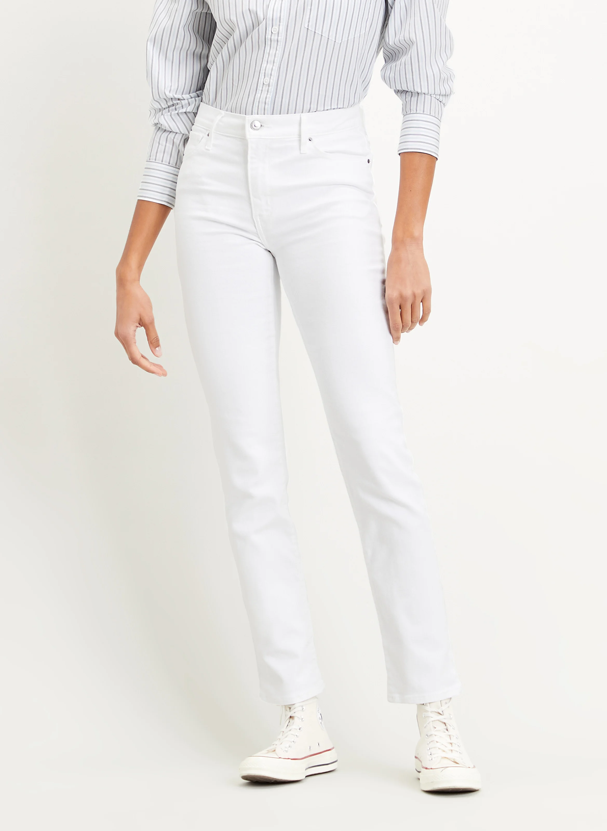 724 HIGH RISE STRAIGHT - Jean droit taille haute en coton mélangé | Blanc
