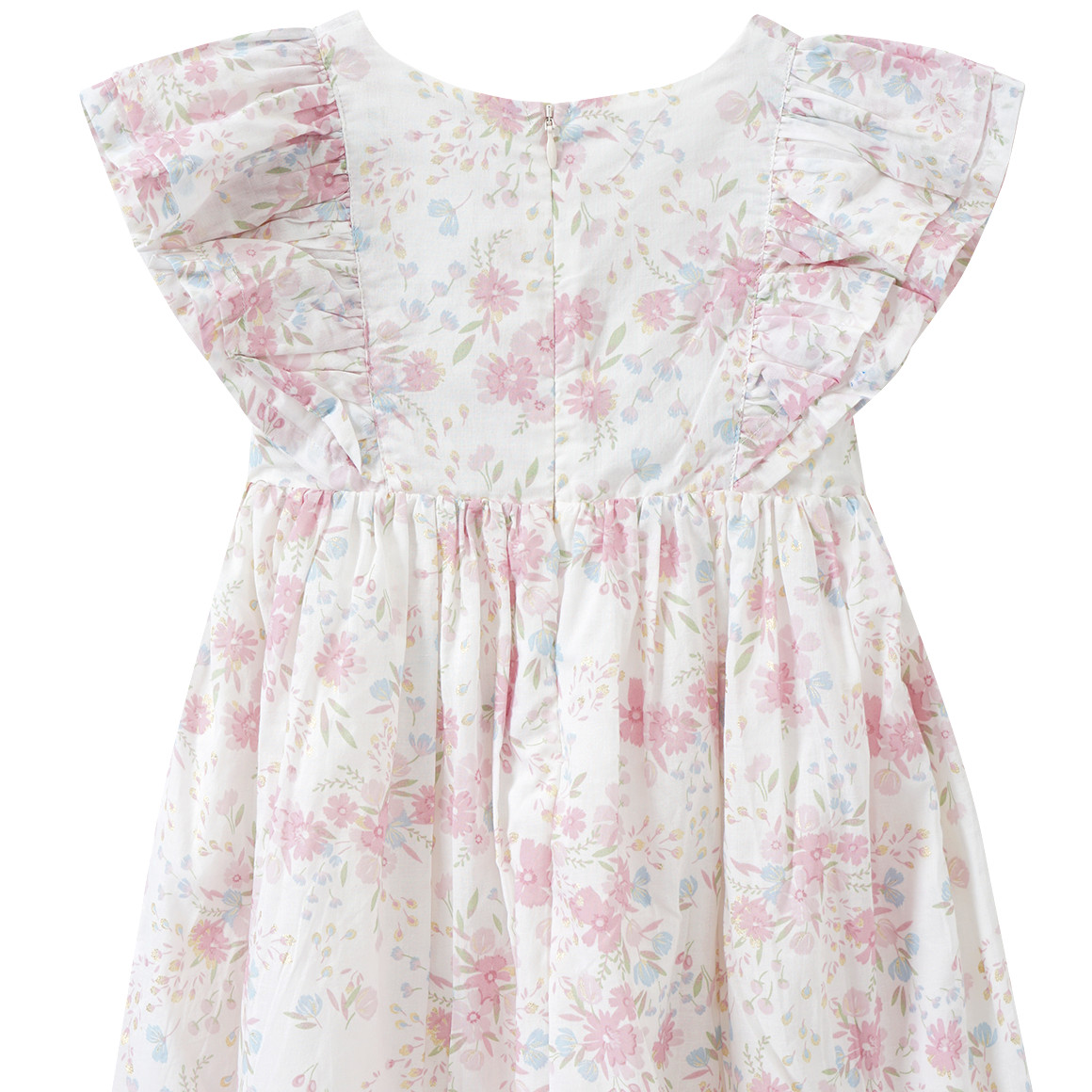 Topolino Mädchen Kleid mit Blumen allover weiss / rosa / gold