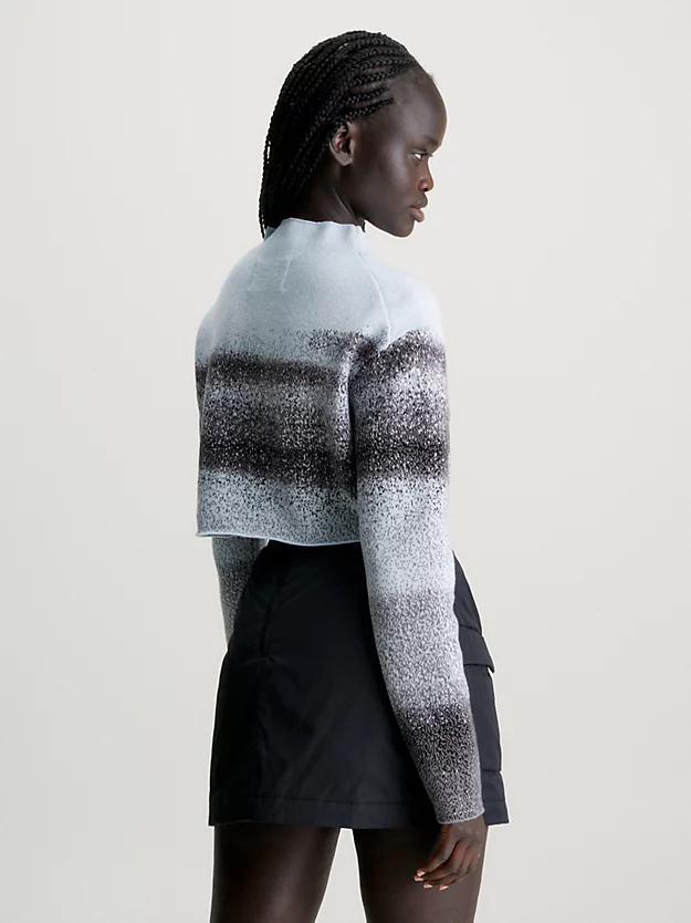Suéter curto de tricô jacquard