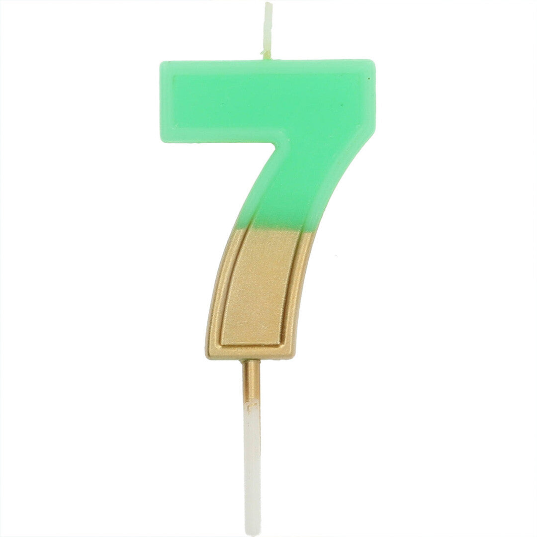 Verjaardagskaars groen goud - 7 jaar