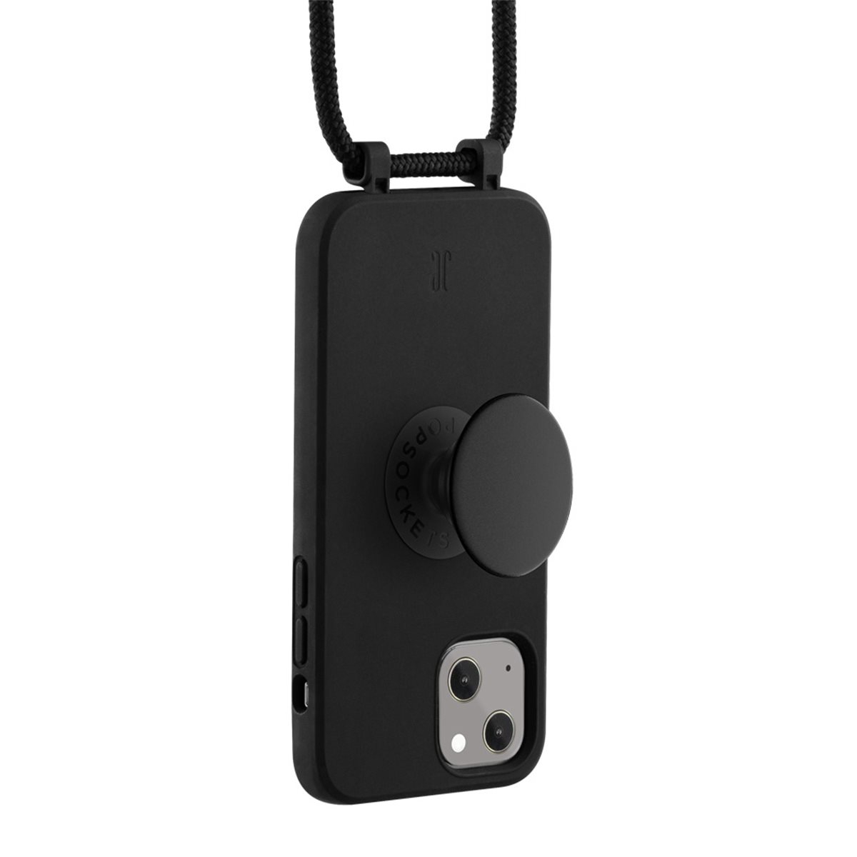 (by Just Elegance) iPhone 14 PopGrip 3in1 Necklace Gummi Hülle   Handykette (150cm)   PopSockets (30141) - Schwarz