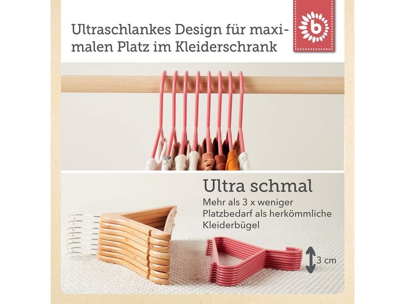 bieco Kleiderbügel 8er Set, Beere Rosa Kleiderbügel-Set für Kinder