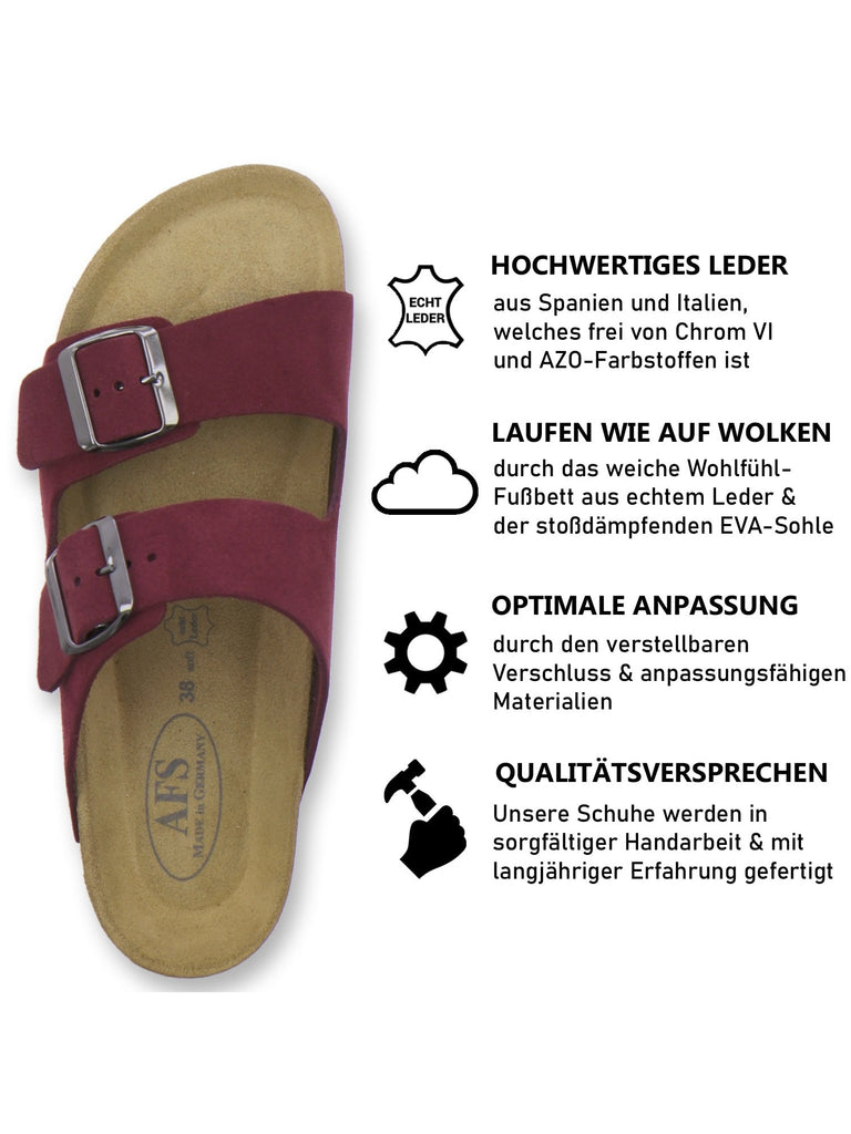 Pantoletten Damen Zweischnaller beere