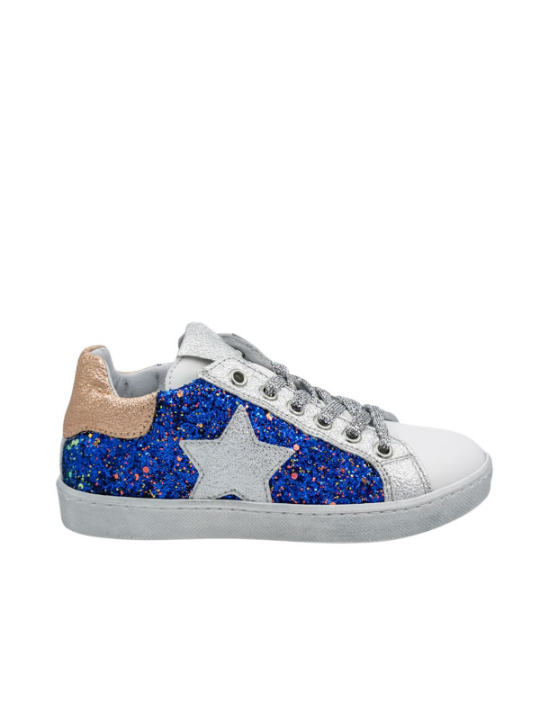Baskets fille SAKINA Mix Glitter Bleu - Reqins