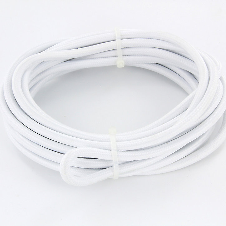 Câble en textile blanc Chacon 5m 2 x 0,75mm²