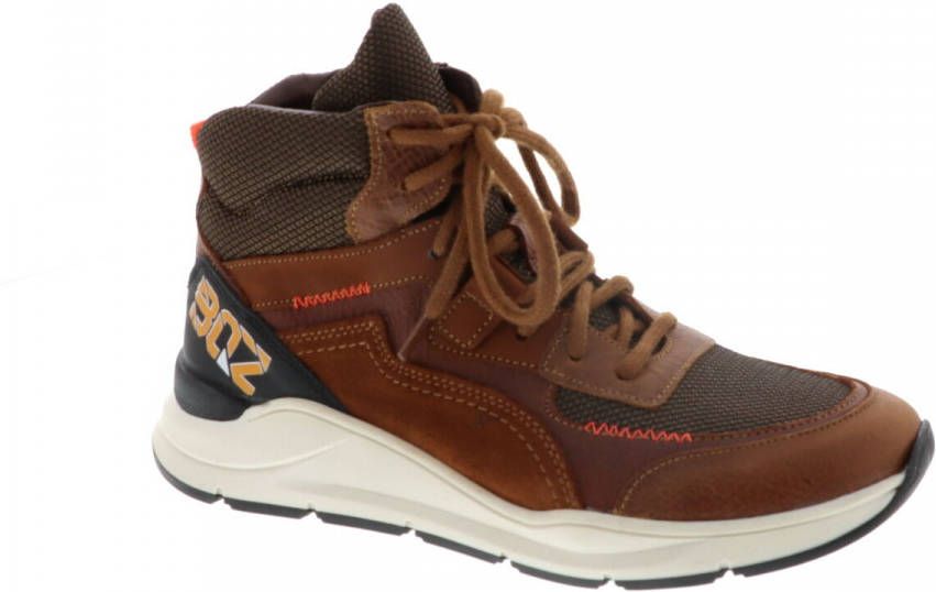 Braqeez 421982 513 Hoge Sneakers Bruin Leer Veters