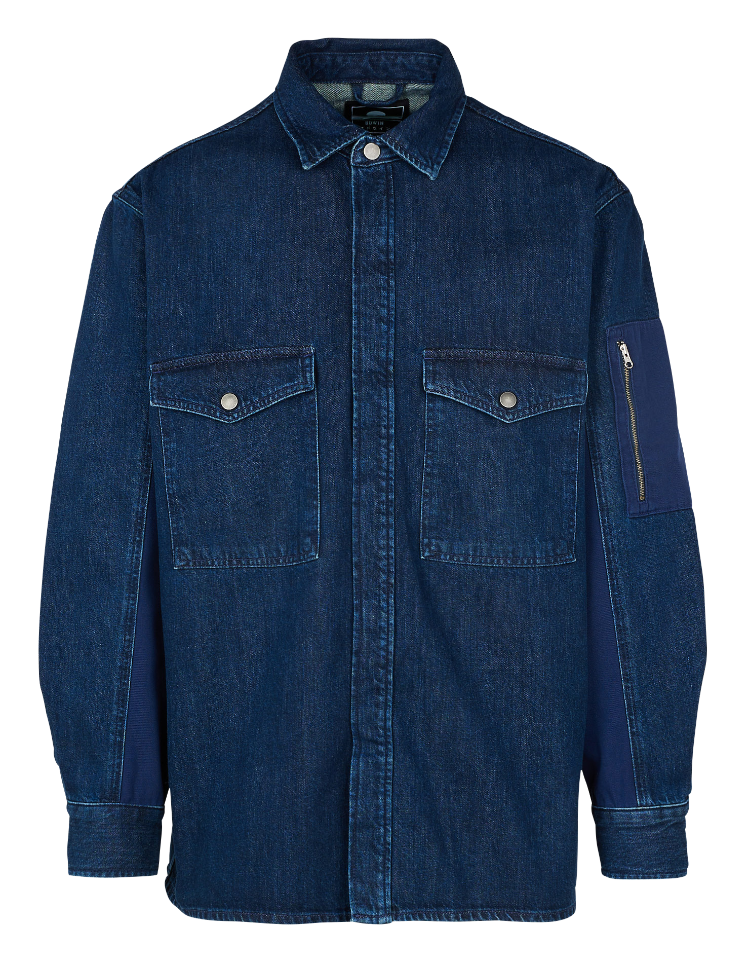 Surchemise col classique en coton mélangé| Bleu