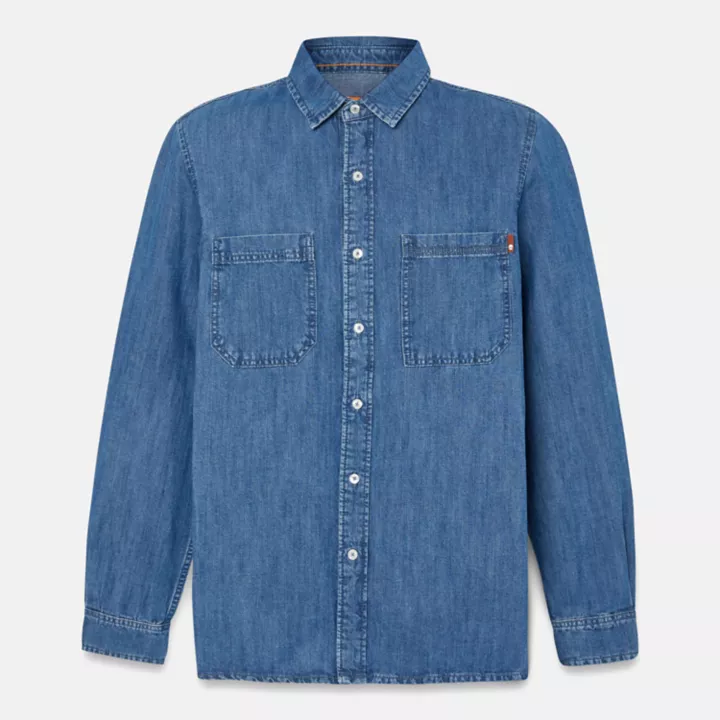 Chemise en denim de coton et de chanvre Windham pour homme en bleu