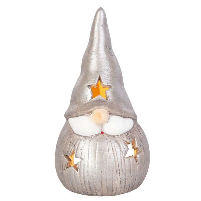 Windlicht - Wichtel - silber - ca. 9 x 8,5 x 16,5 cm