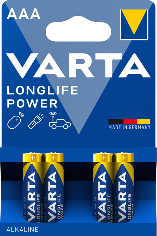 Varta Batterien Longlife Power, AAA/LR03, 1260 mAh, 4 Stück