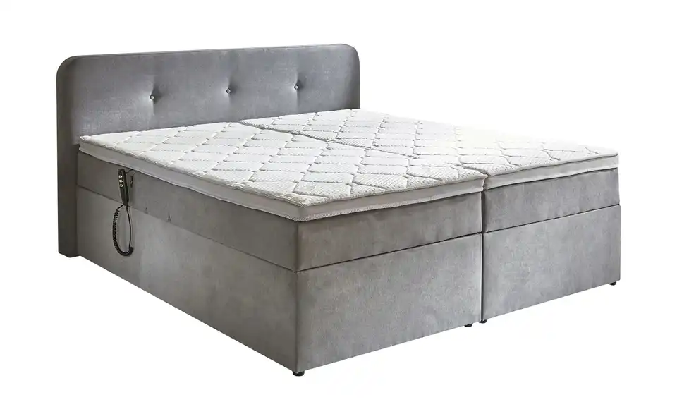 Boxbett elektrisch mit Stauraum Hellgrau 180 cm