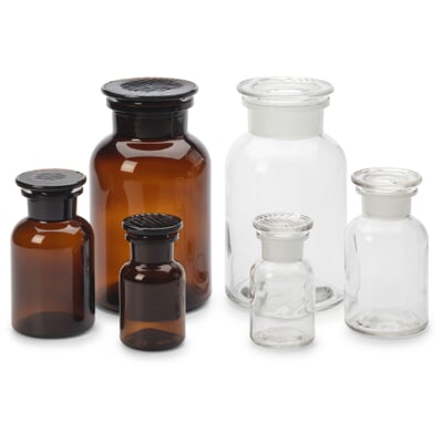 Vorratsflasche mit Glasstopfen, Volumen 100 ml, Farblos