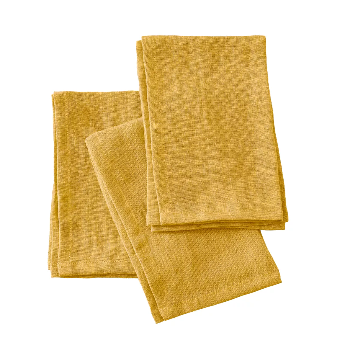 Lot de 3 serviettes lin lavé (40 x 40 cm) Louise Jaune moutarde