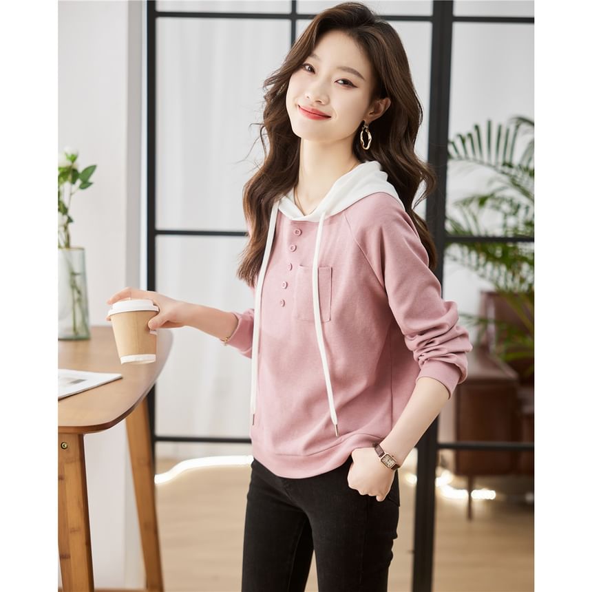 Jeonseon - Hoodie met lange mouwen en ronde hals, twee delen