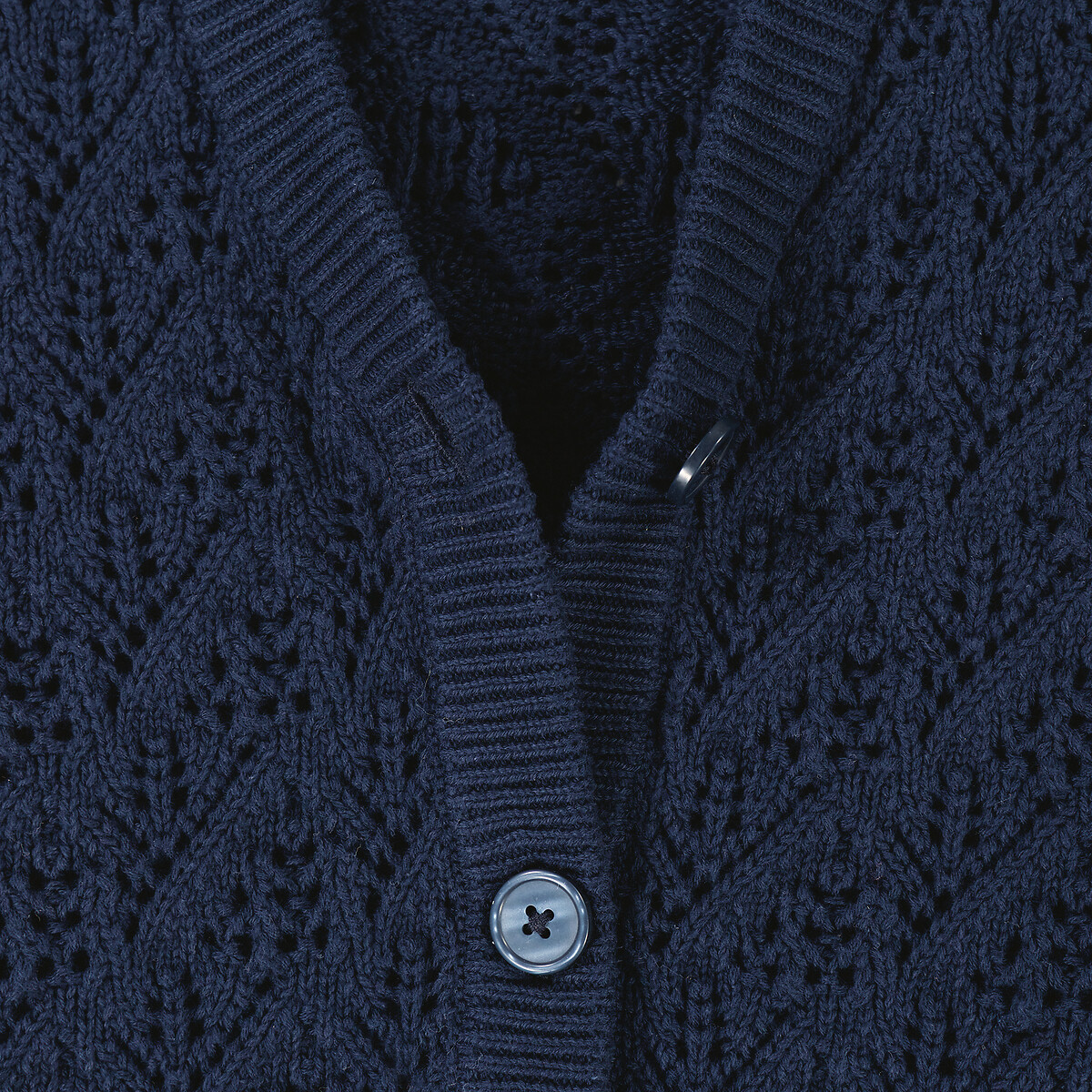LA REDOUTE COLLECTIONS<br>Cardigã com decote em V, em malha fina com detalhes vazados