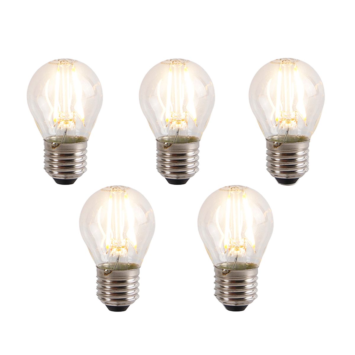 Set van 5 E27 dimbare LED lamp P45 4W 330 lm 2100K