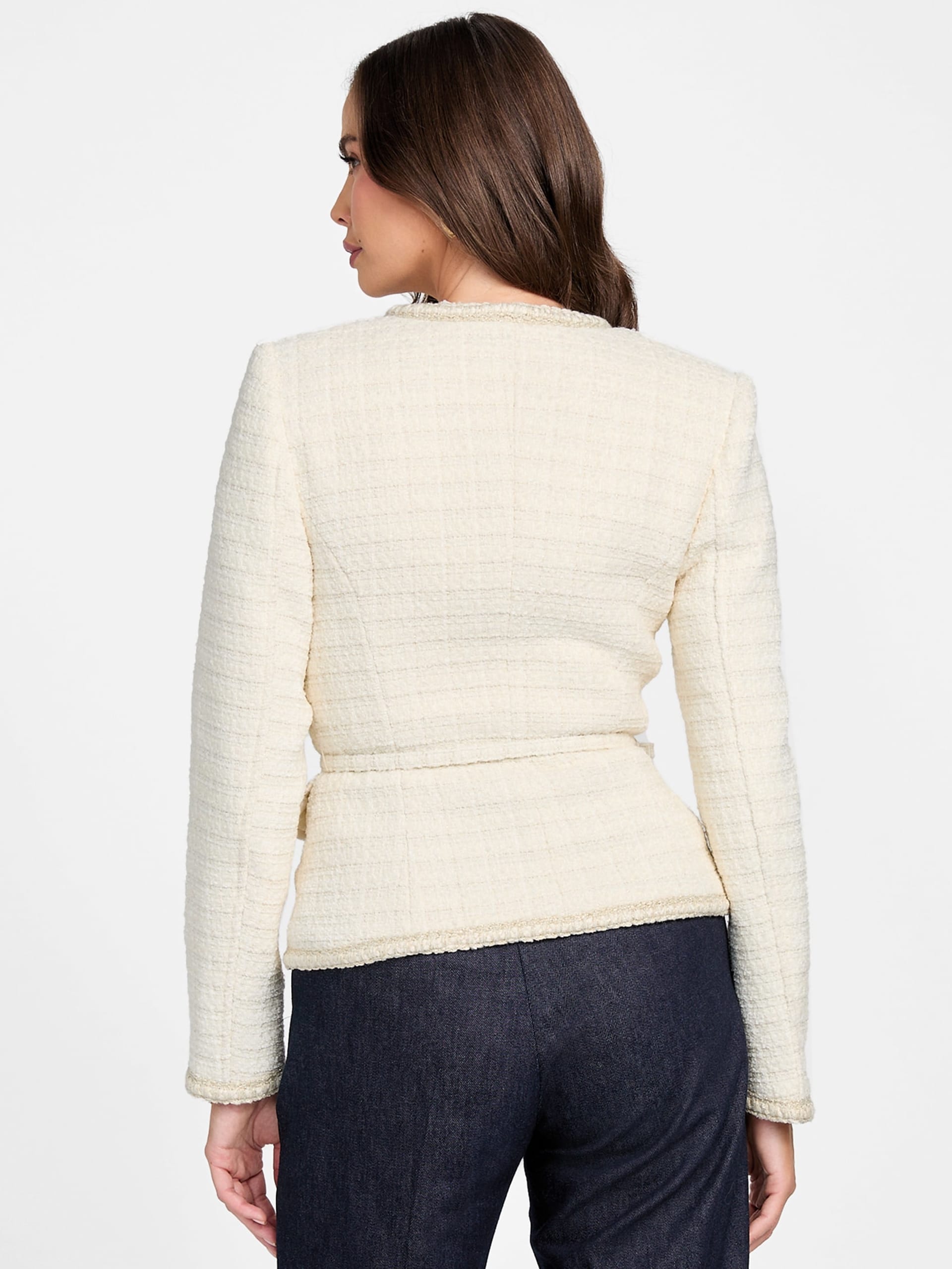 Blazer Eco Sue com cinto em bouclé