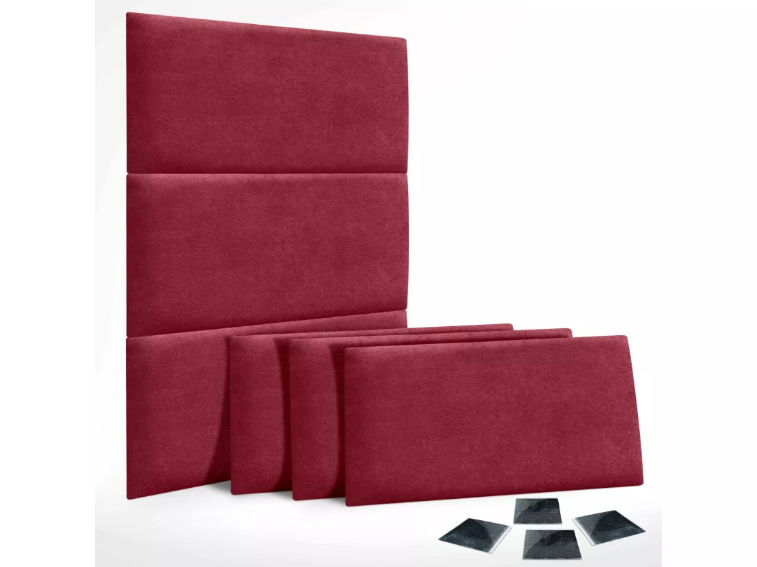 DHOME Lot de 6 Panneaux Rembourrés en Tissu Aqualine Autocollants pour Mur Acoustiques Absorbants Protection contre les Chocs (Rouge, 50x30cm, x6)