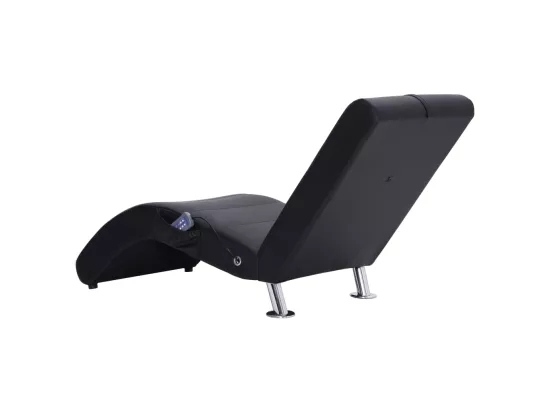 Chaise longue de massage avec oreiller Noir Similicuir