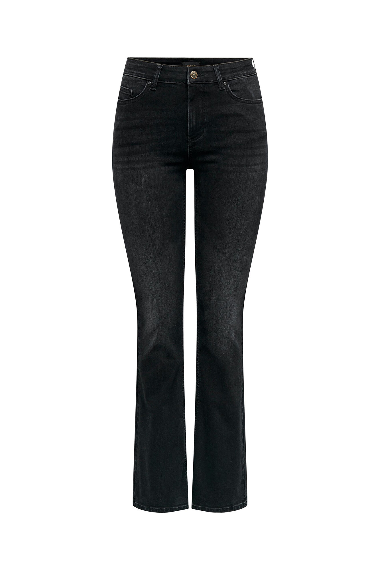 Calças jeans boca de sino de cintura alta