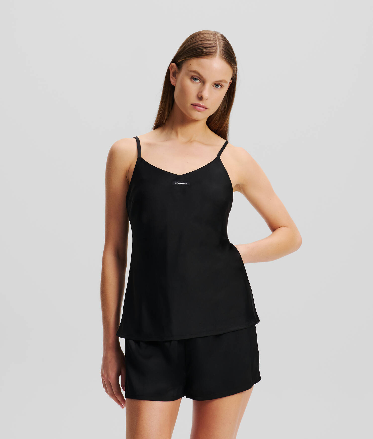 ENSEMBLE PYJAMA EN SATIN AVEC LOGO KARL - Noir